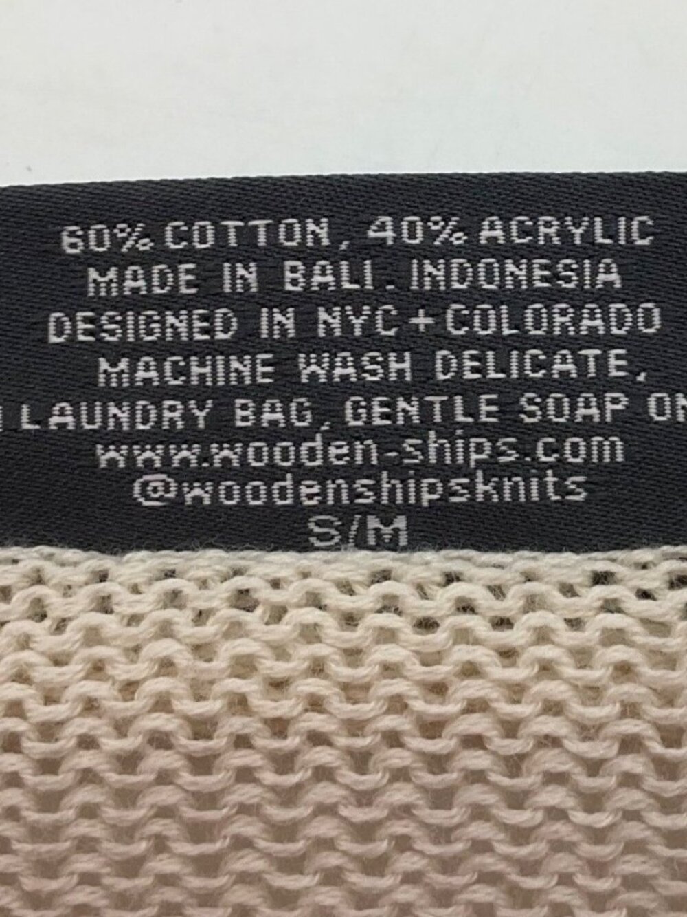 Wooden Ships Paola Buendia S/M Lightweight VNeck Sweater Beige Cotton Bl Coastal - Picture 5 of 11